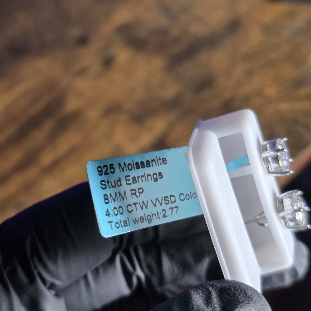 4ct. Moissanite 925 Silver Earrings - Picture 4 of 4